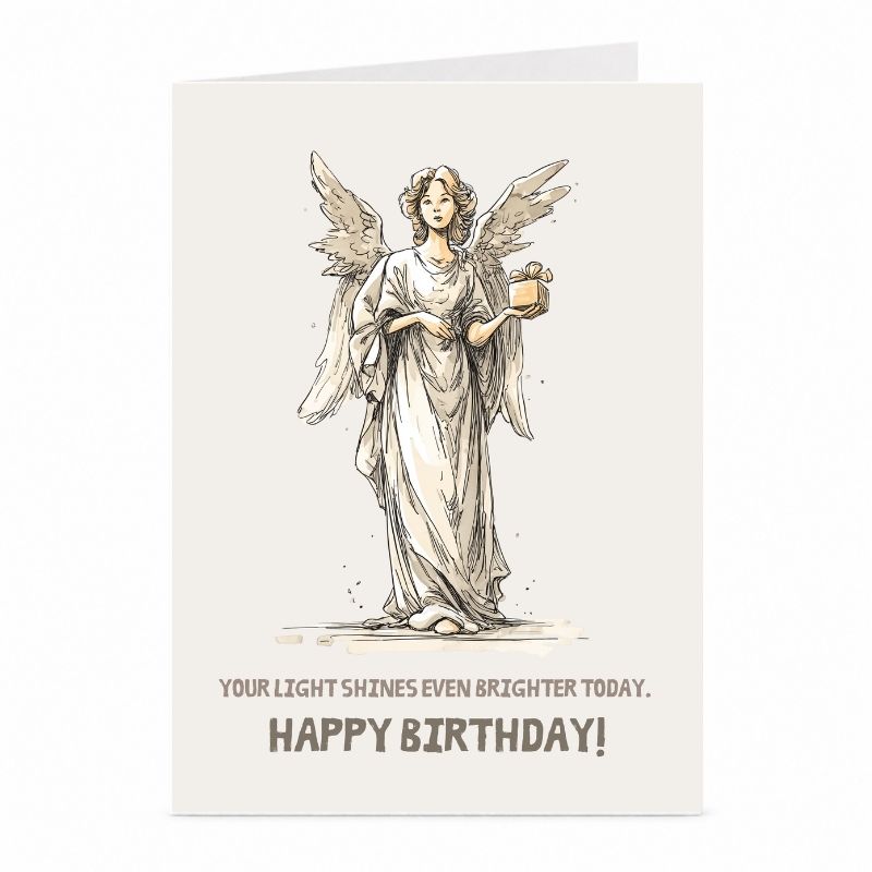 Angel Birthday Card | Spiritual Light and Blessing Greeting Card