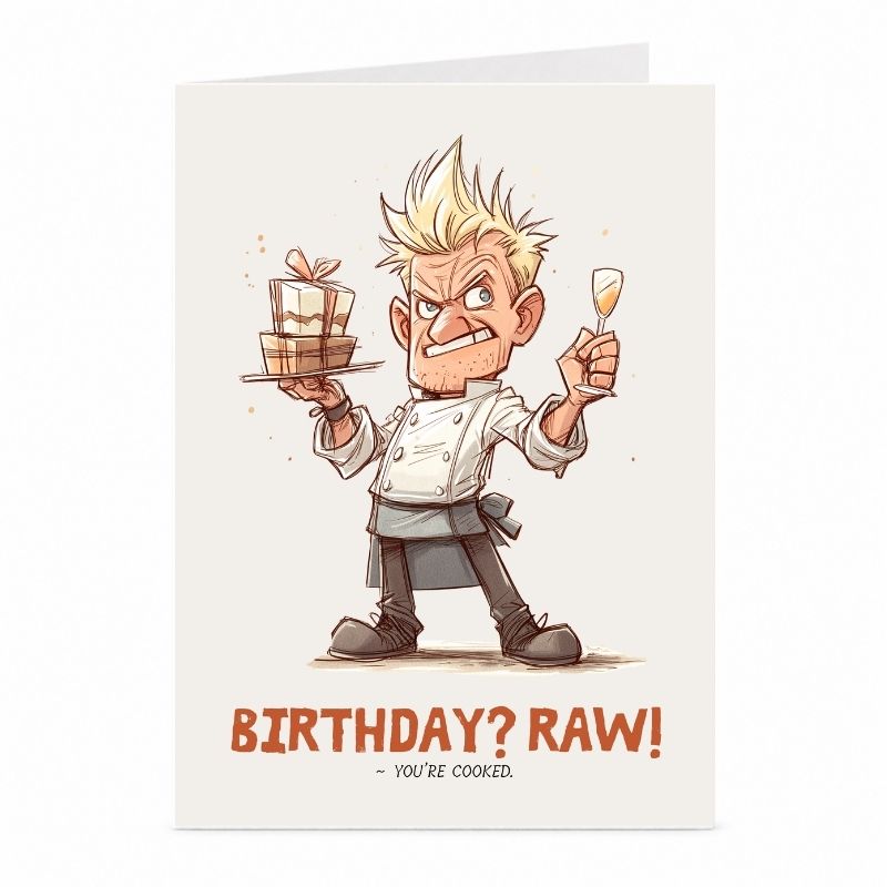 Funny Chef Birthday Card | Raw Kitchen Humour Greeting Card
