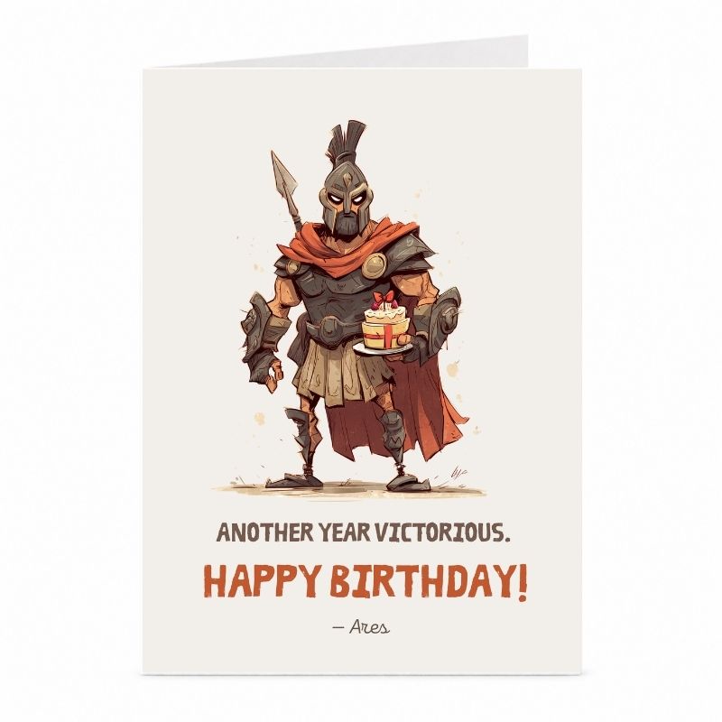 Ares Birthday Card | Greek Mythology Warrior Greeting Card