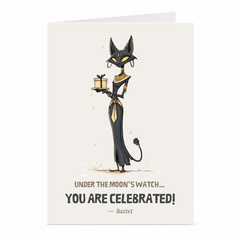 Bastet Birthday Card | Egyptian Mythology Cat Goddess Card