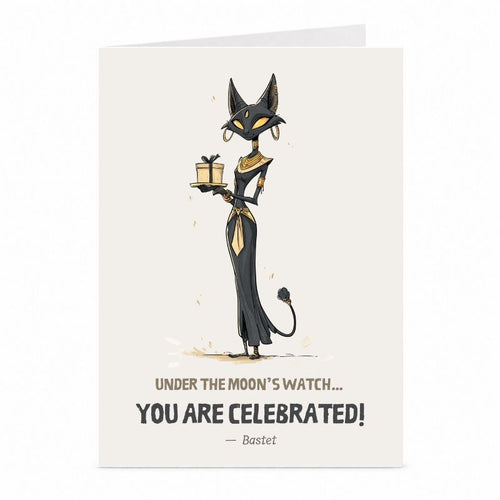 Bastet verjaardagskaart – Egyptische mythologie ontwerp van JustTheCardGuy