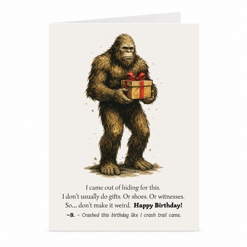 Bigfoot Birthday Card | Funny Sasquatch Novelty Greeting Card