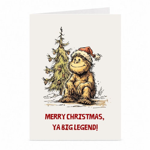 Bigfoot kerstkaart – cryptids & folklore ontwerp van JustTheCardGuy