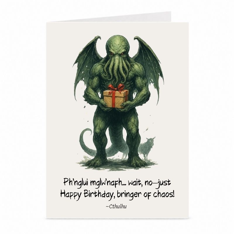 Cthulhu Birthday Card | Funny Lovecraftian Horror Greeting Card