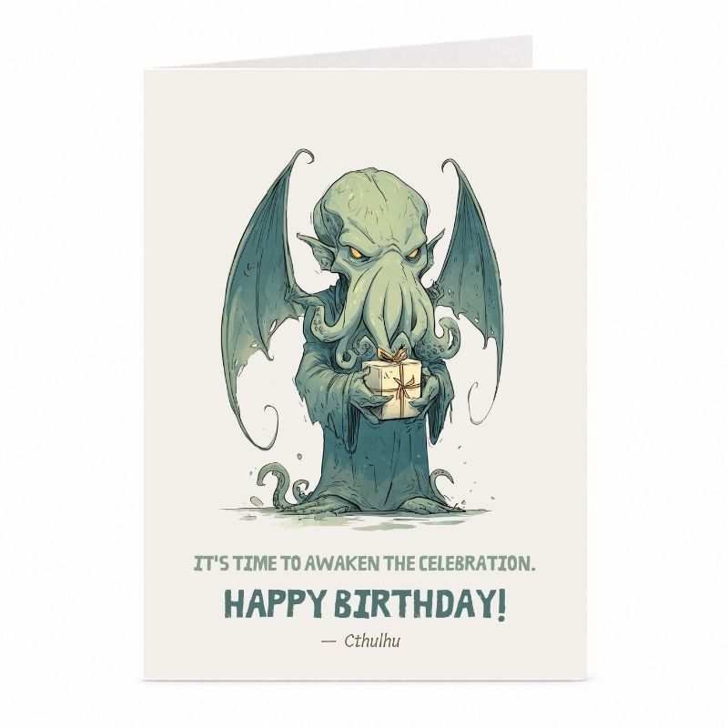 Cthulhu Birthday Card | Cute Cosmic Horror Celebration Card