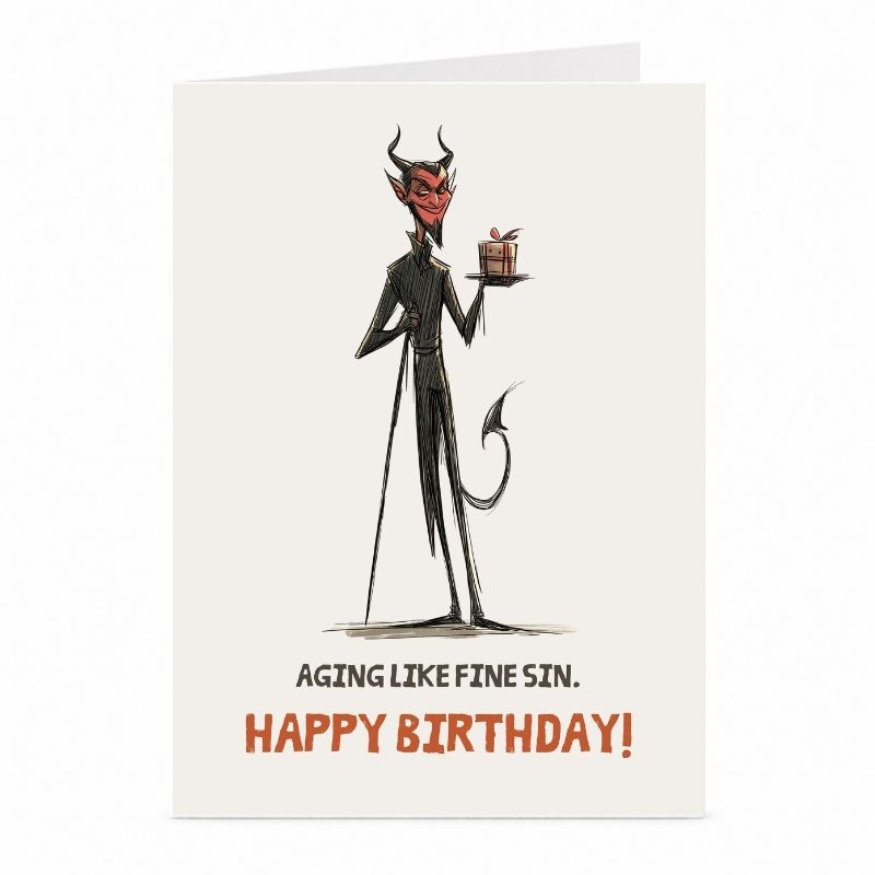 Funny Devil Birthday Card | Dark Humour Ageing Greeting Card