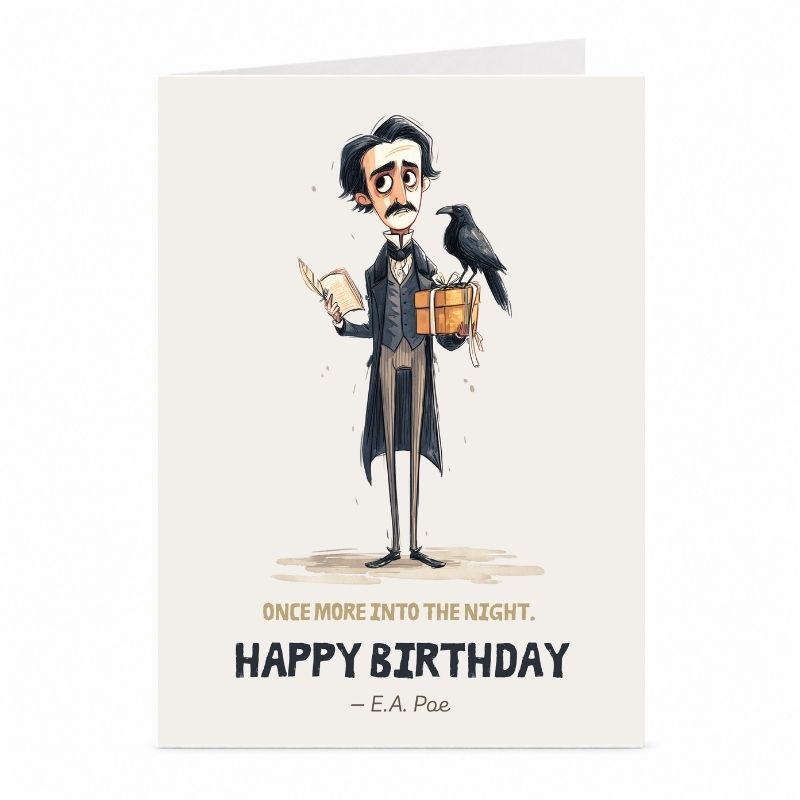 Edgar Allan Poe Birthday Card | Gothic Literary Greeting Card