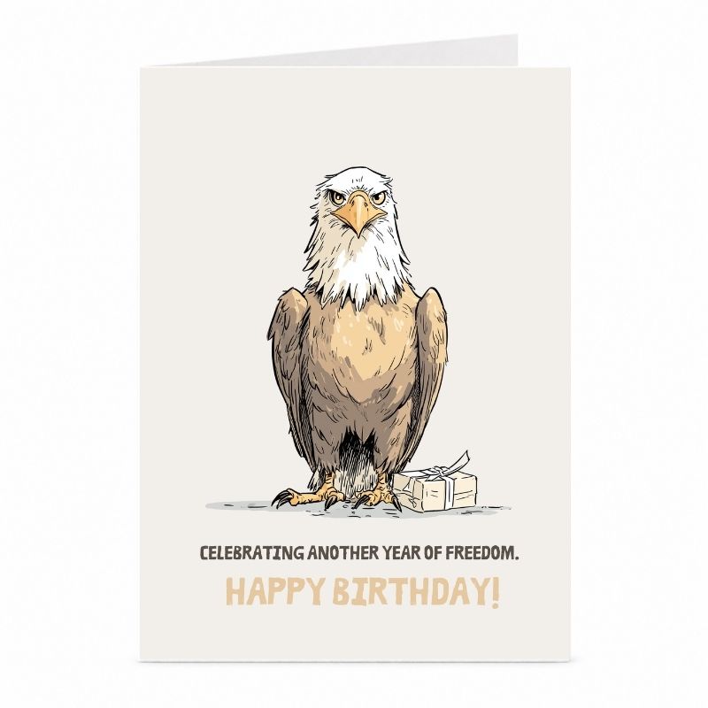 Bald Eagle Birthday Card | Patriotic Freedom Greeting Card