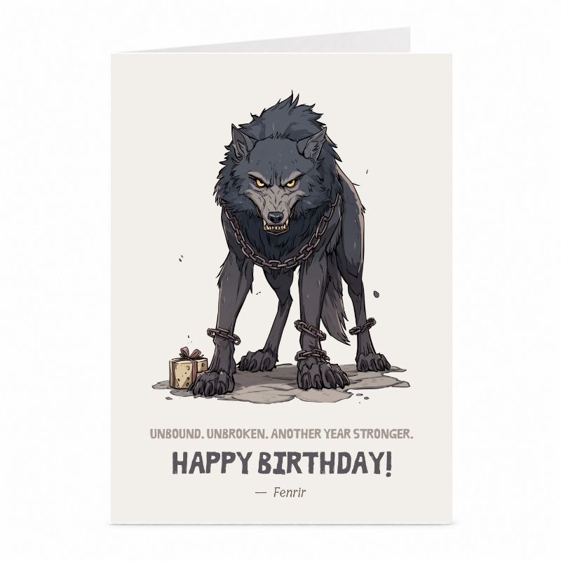 Fenrir Birthday Card | Norse Mythology Wolf Greeting Card