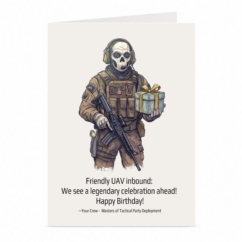 Tactical Gamer Birthday Card | Funny UAV Gaming Greeting Card