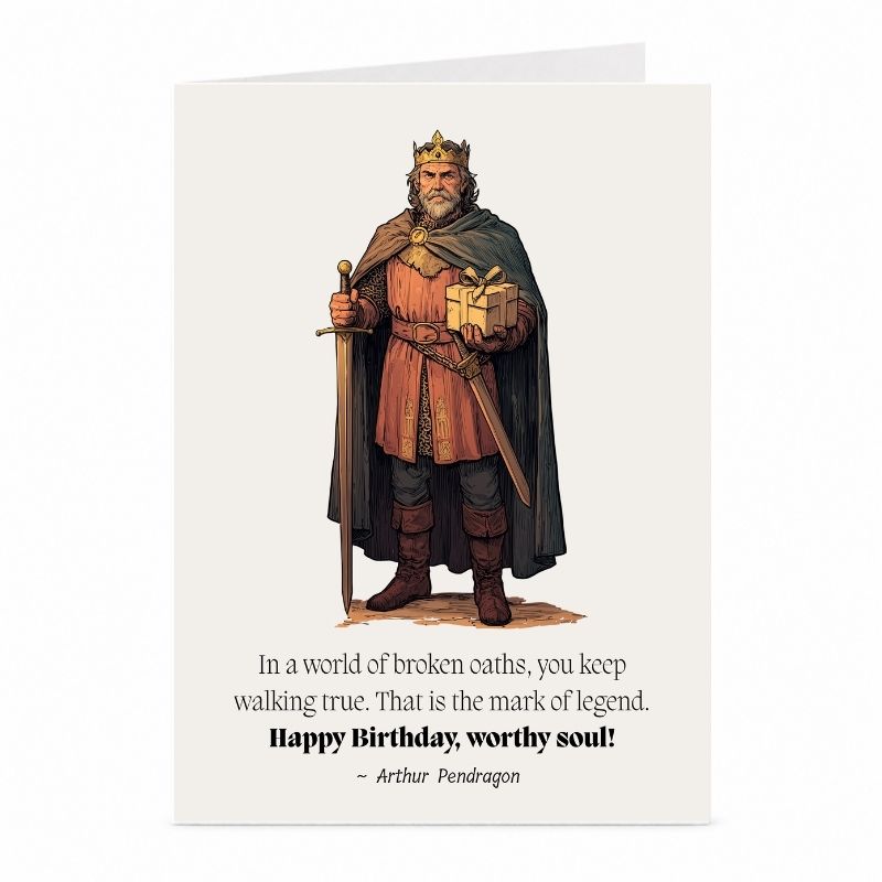 King Arthur Birthday Card | Arthurian Legend Greeting Card