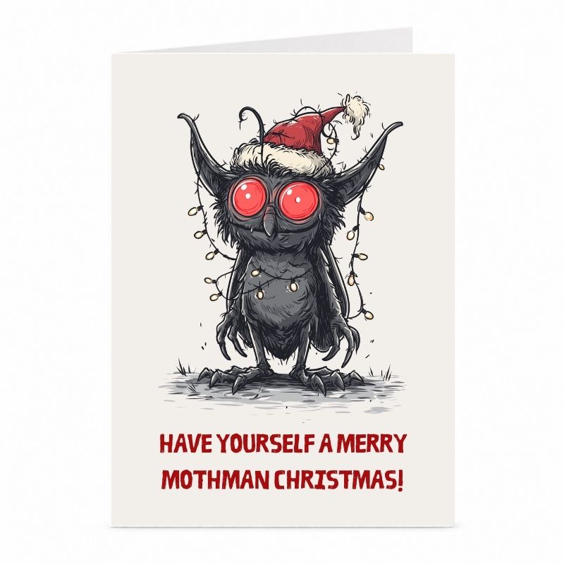 Mothman Weihnachtskarte – Kryptiden & Folklore-Motiv von JustTheCardGuy
