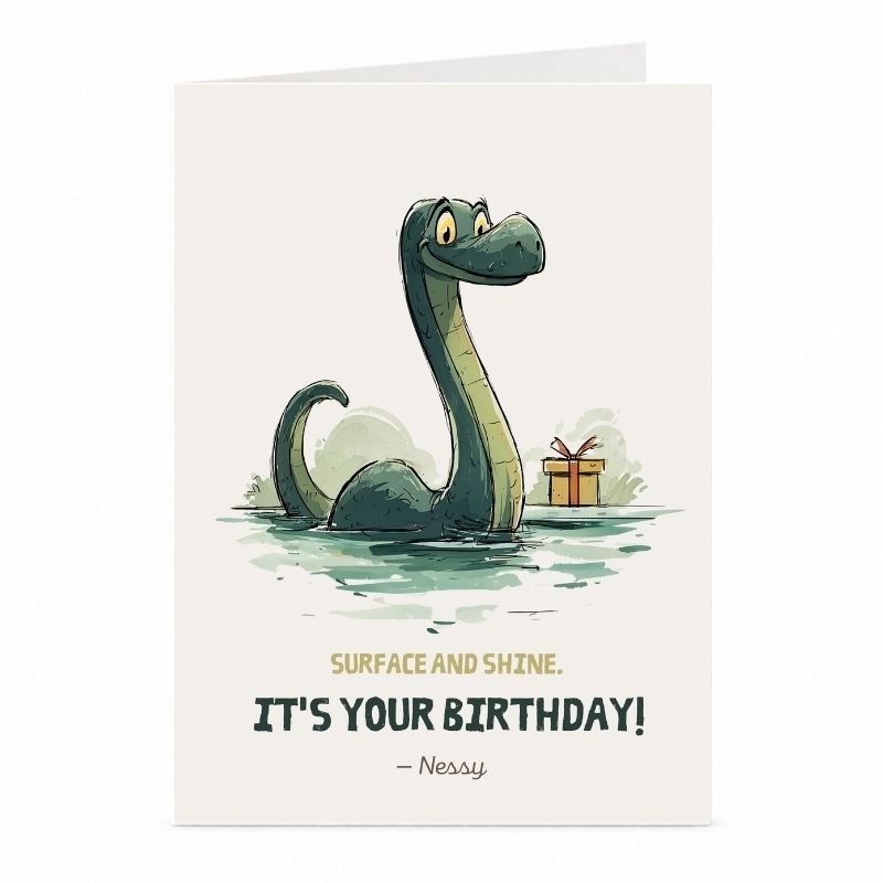 Nessie Birthday Card | Funny Loch Ness Cryptid Greeting Card