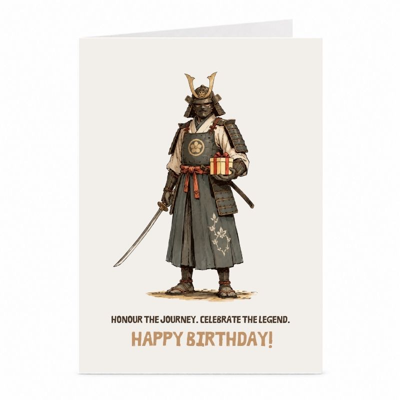 Samurai verjaardagskaart – Japanse krijger ontwerp van JustTheCardGuy