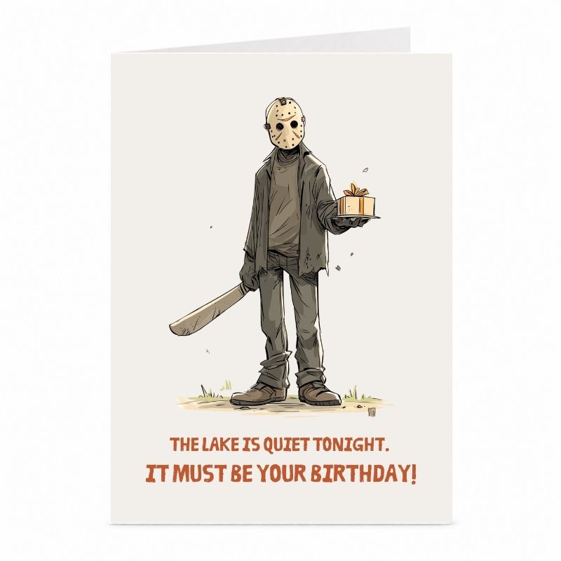 Masked Slasher Birthday Card | Funny Camp Horror Greeting Card