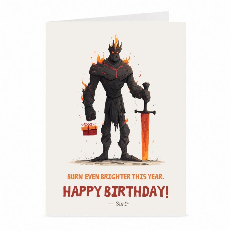 Surtr Birthday Card | Norse Fire Giant Mythology Card