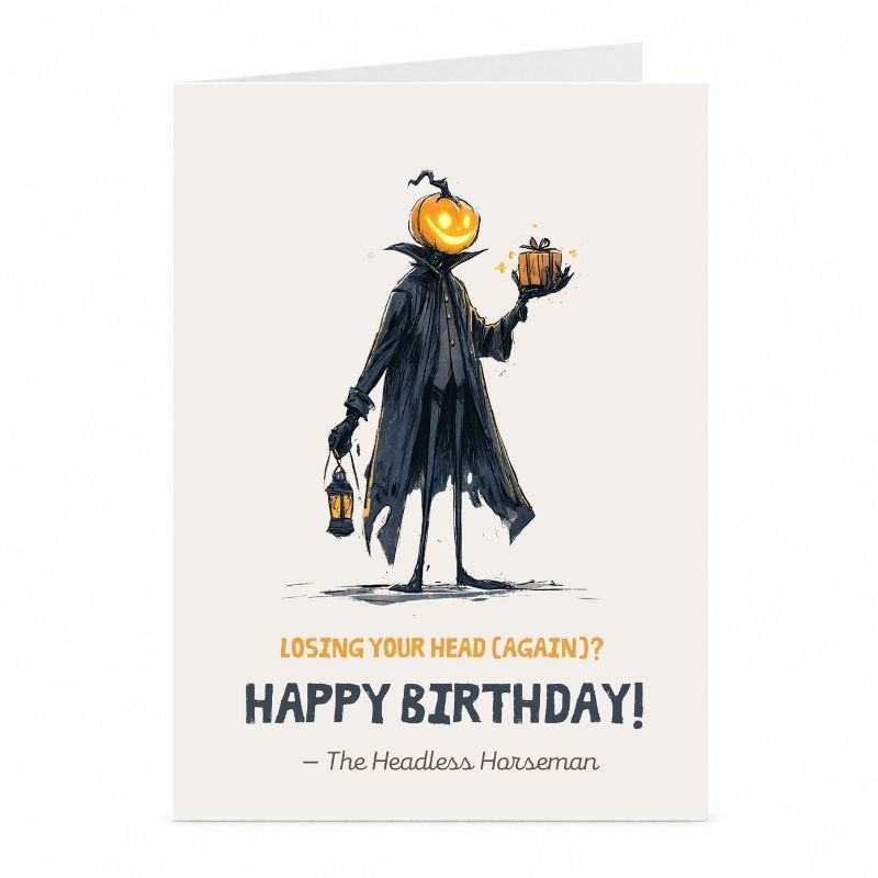Headless Horseman Birthday Card | Funny Gothic Folklore Card