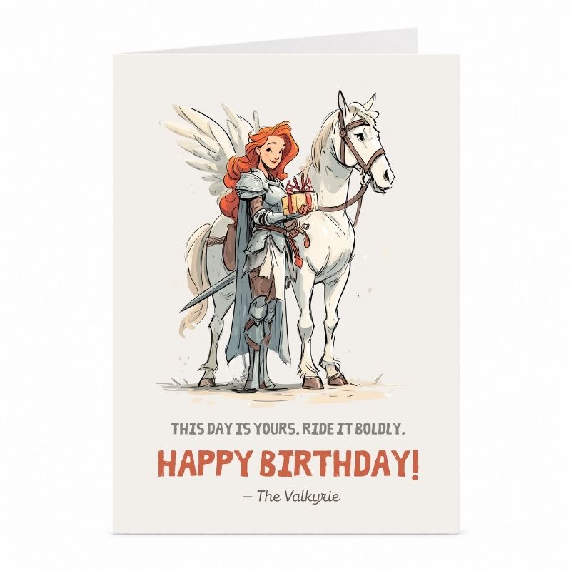 Valkyrie Birthday Card | Norse Mythology Warrior Woman Card