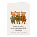 Three Little Pigs Birthday Card | Friendship Fairy Tale Greeting Card