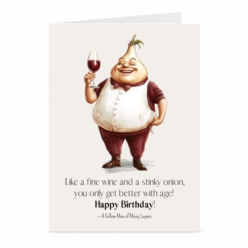 Onion Birthday Card | Funny Ageing and Wine Greeting Card