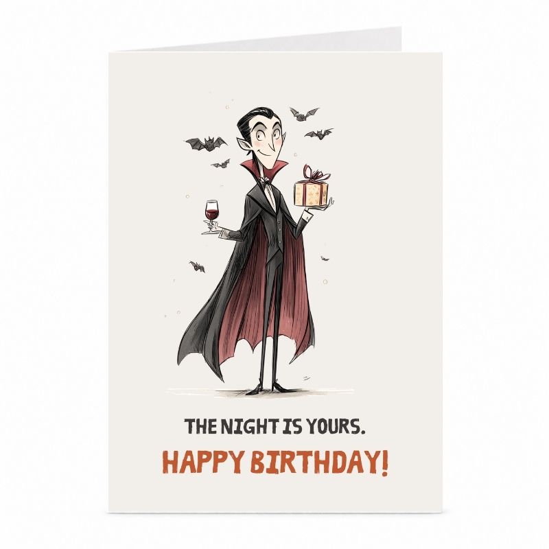 Gothic Vampire Birthday Card | Funny Dark Horror Greeting Card