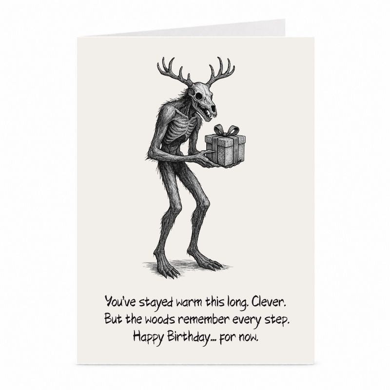 Wendigo Birthday Card | Creepy Cryptid Horror Greeting Card